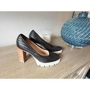 Luca Grossi Woven Leather Platform Pumps Womens Black 39